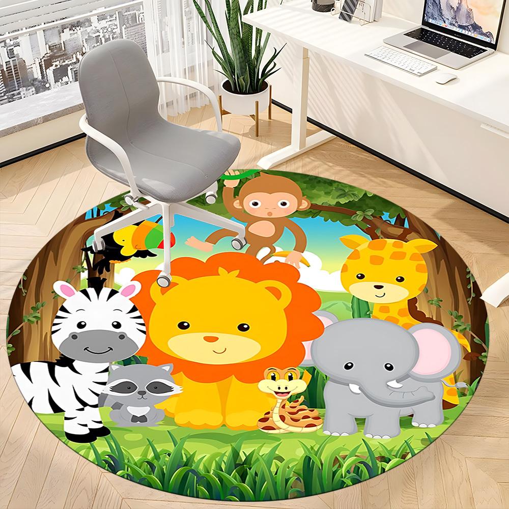 1pc Jungle Animals Chair Carpet for Office, Soft Flannel Throw Mat, Perfect for Office,Holiday Party Decoration Choice yy251113150