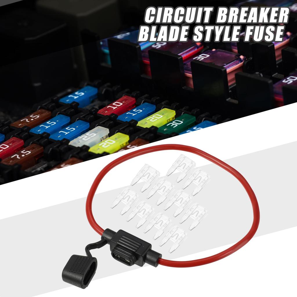 A ABSOPRO Fuse Holder 25A Mini Style Fuse 12 AWG Fuse Holder Waterproof