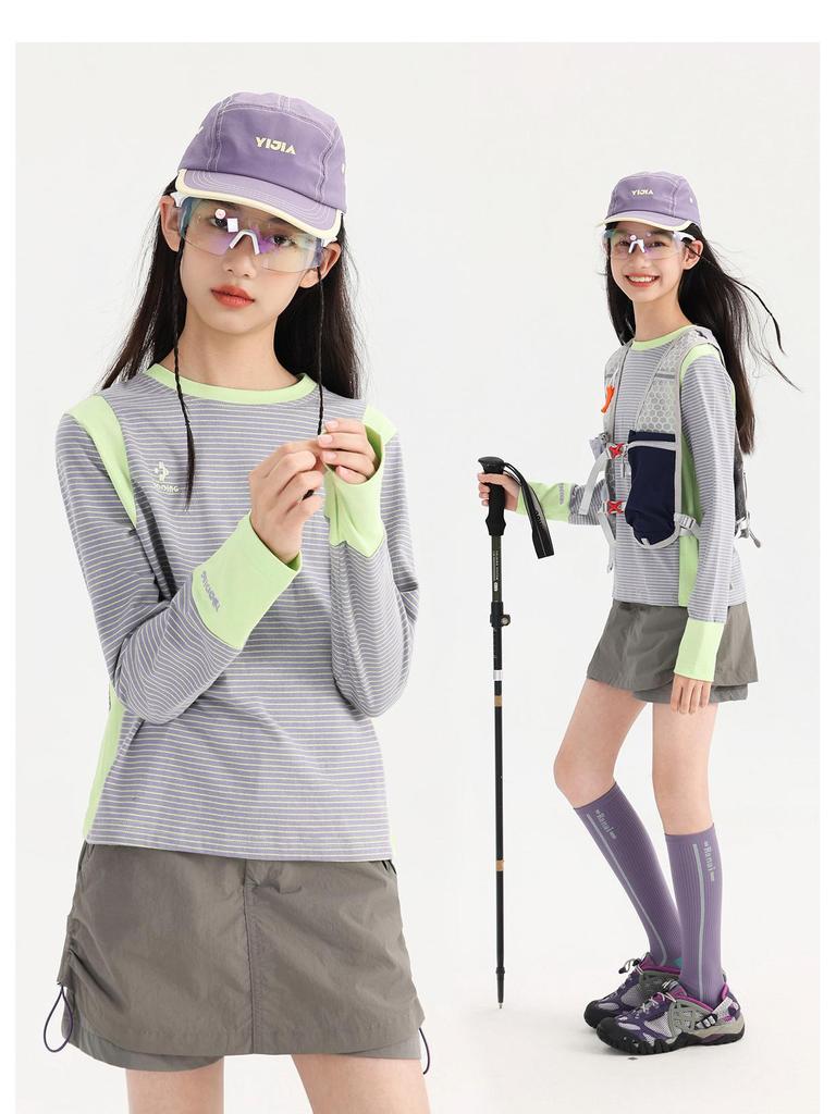 Tao Town Mädchen Herbst Gestreiftes Langarm-T-Shirt - Lässige Mode Basisschicht für Kinder