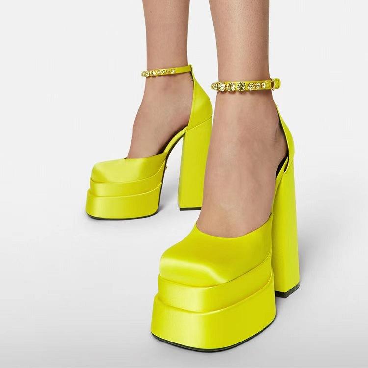 Fashion New Fashion Women Pumps Retro Mary Janes Chunky Heels Sandals Spring Platform Dress Party Wedding Basic Shoes Woman Big Size