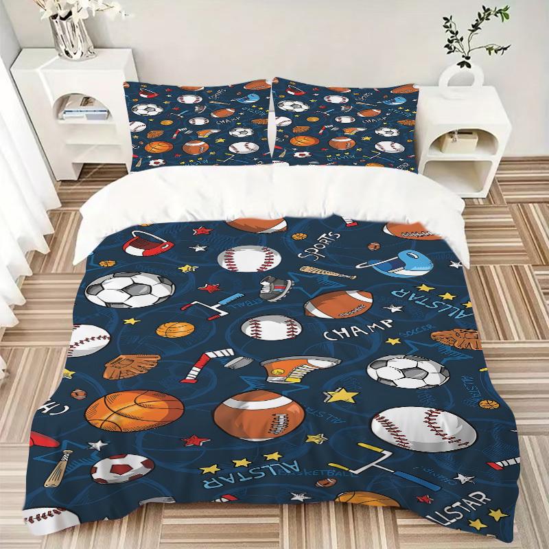 3pcs Sports All-Star Soft and Comfortable Breathability, Bedding Set, Machine Washable, Suitable for All Seasons195