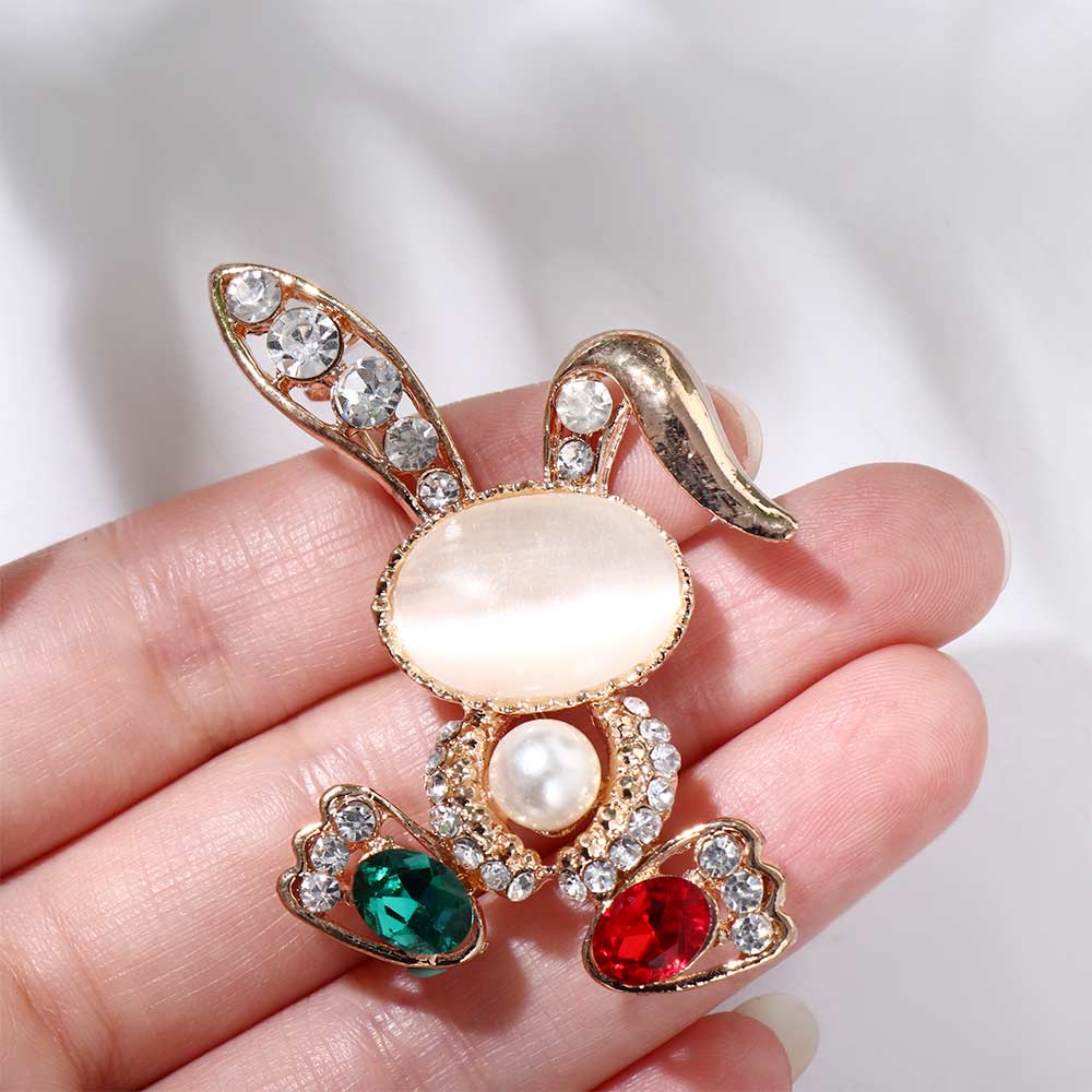 Women Pearls Exquisite Animal Rhinestone Pins Suit Accessories Korean Style Brooch Rabbit Brooch