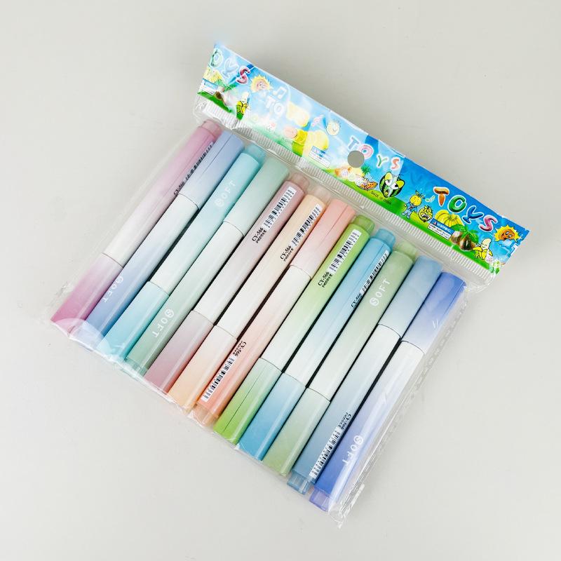 12-Pack Gradient Highlighter Pens, Eye-Care Colors, Large Capacity Fluorescent Markers for Students Chisel Tip