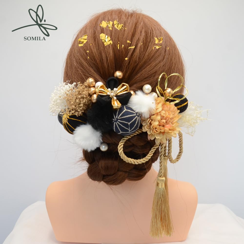 Available in 3 Perfect for and This hair accessory features Japanese dried and artificial Perfect for and colors. Coming-of-Age Ceremonies,