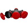 Three-way Schuko Socket Ip44 3X2P+Z 16A 250V Black-Red Splitter