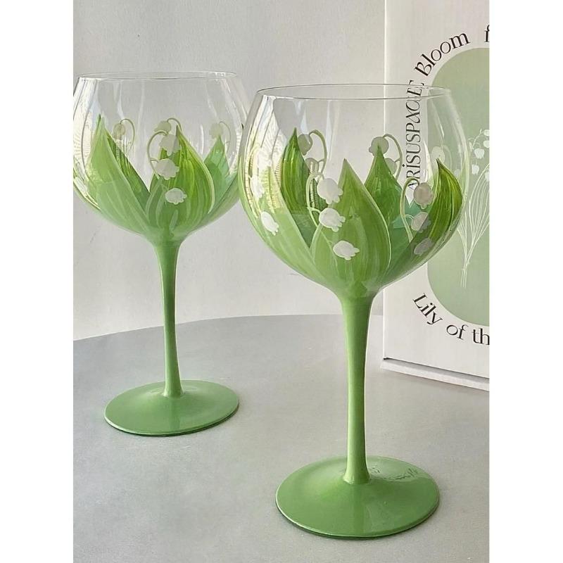 

Винтажный бокал для вина «Ландыш», расписанный вручную цветами, в стиле инс, цветной хрустальный, как стекло, для сока, шампанского, коктейлей