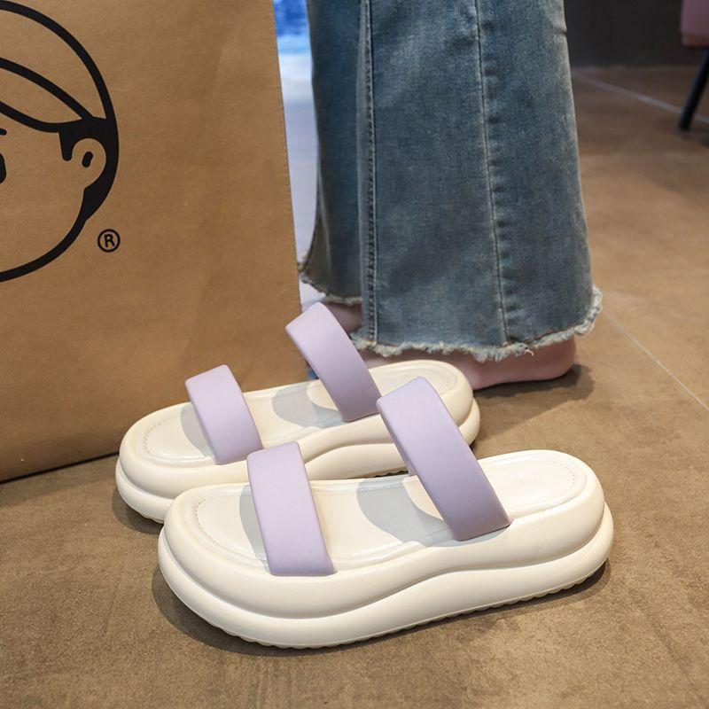 Soft-bottomed Non-slip Casual Thick-soled Slippers Summer Out 2025 New Fashionable Versatile Beach One-word Cool Slippers Women