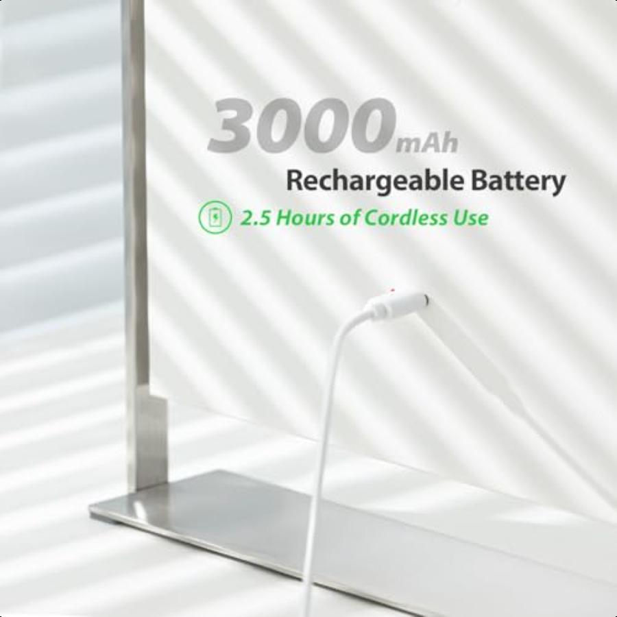 14 Inch Rechargeable Lighted Makeup Mirror Vanity Mirror with 104 LED Lights Rectangular Desk Mirror with Light Metal Table Mir