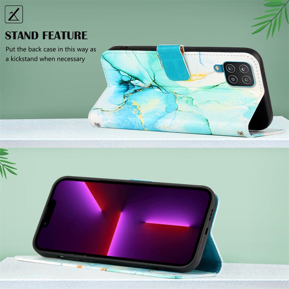 Flip Case For Fundas Samsung Galaxy A04E A12 A13 A14 A22 A24 A32 A33 A34 A52 A52S A53 A54 A73 5G Marble Color Wallet Cover D03G