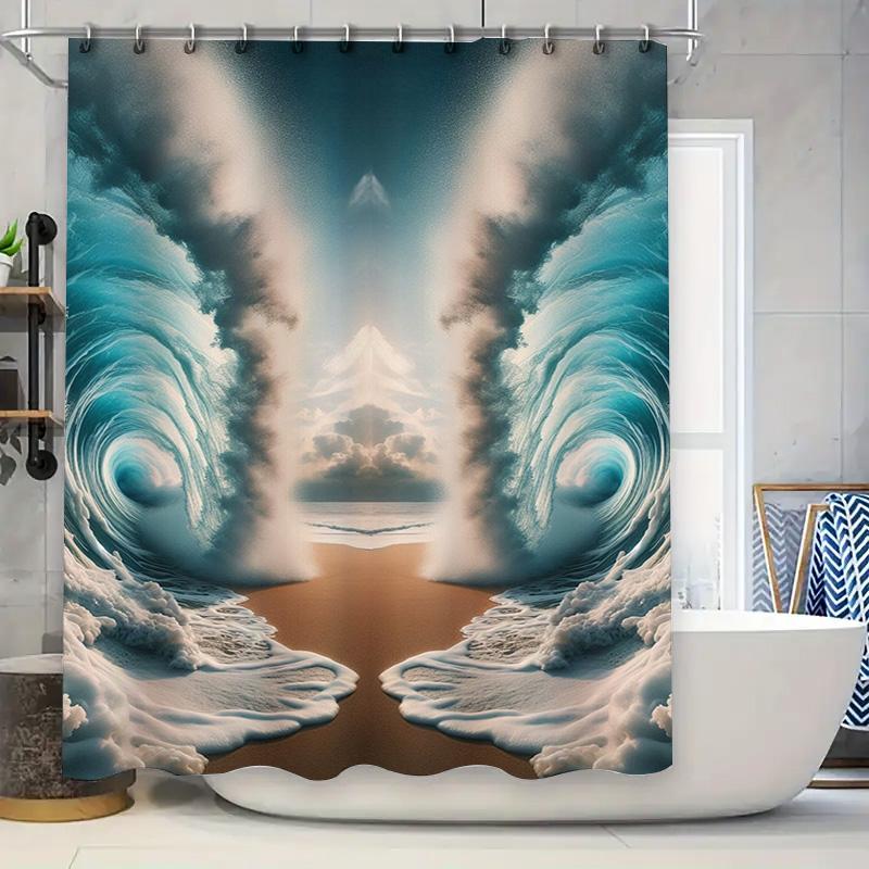 

Beach Sand & Seashells Shower Curtain – Waterproof Tropical Bath Decor | Happy Place Bathroom Fabric for Coastal Home W90xH180cm(35x70in)