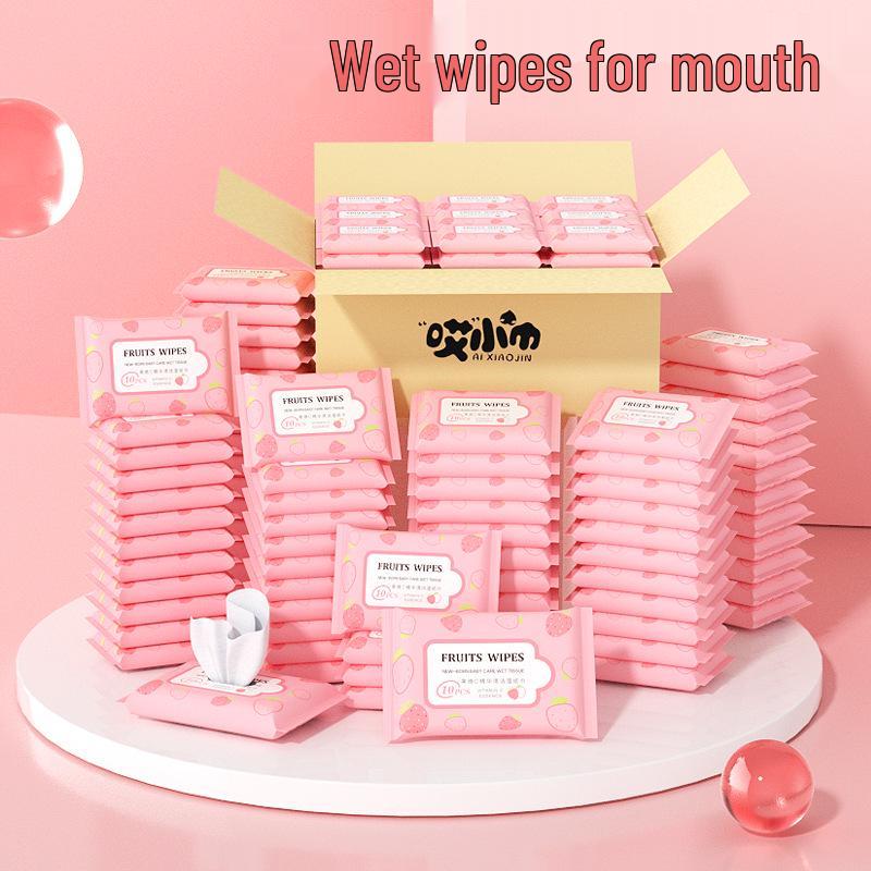 "10-balení přenosných jednorázových vlhčených ubrousků pro kojence a děti: Čištění rukou a úst"