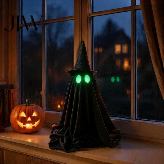Spooky Party Decorations for Festival Halloween Ghost Decoration, Glow in The Dark Standing Ghost, Realistic Decor Small Black Fabric Tabletop,