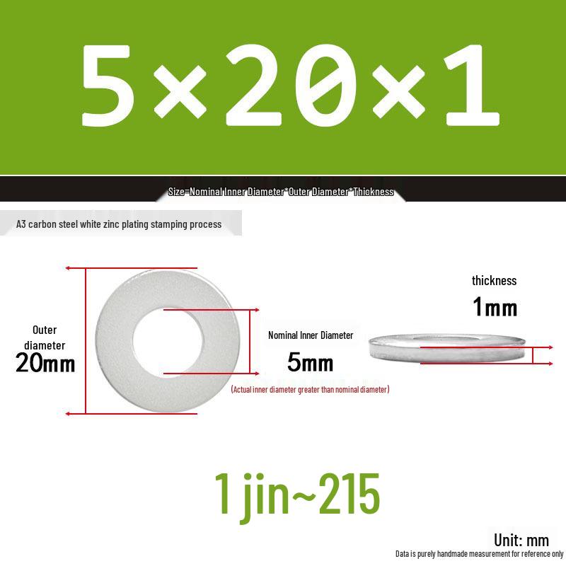 Extra Thick Galvanized Iron Flat Washer, Round, M3-M62