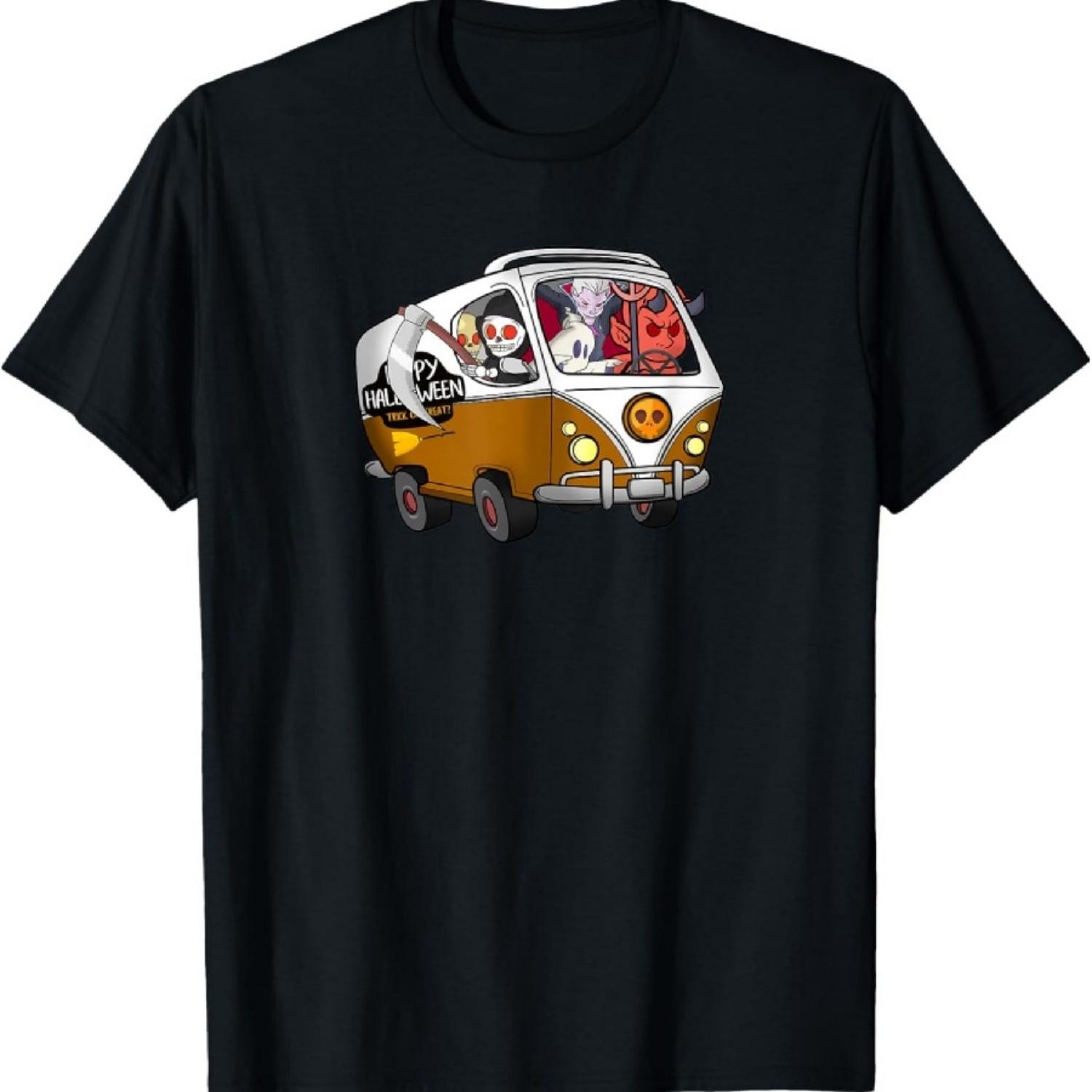 Дракула Жнец Призрак Дьявол Скелет Фургон Хэллоуин Футболка1 S