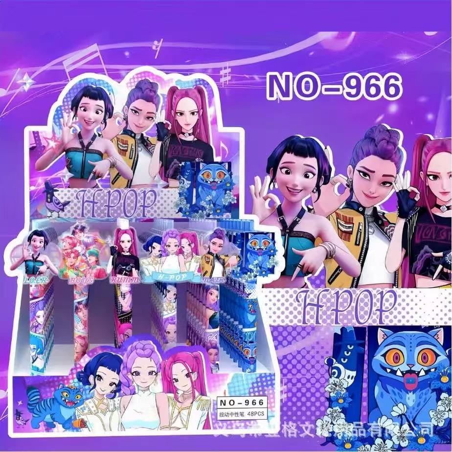 Cute Demon Hunters KPOP Theme Acrylic Patch Gel Pen 0.5mm Black Refill Aesthetic Student Writing Pen School Supplies