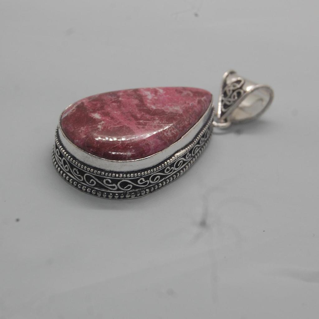 Flashy Ruby Ornamental Thulite 925 Sterling Silver Pendant Jewelry, Artisan Designer Handmade Pendant
