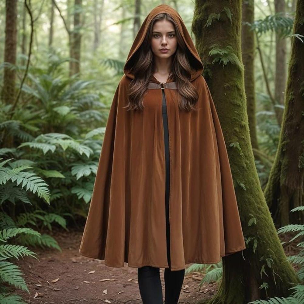 Brown Color Overcoats Vintage Vintage Hooded Cape New Design Halloween Hooded Cloak