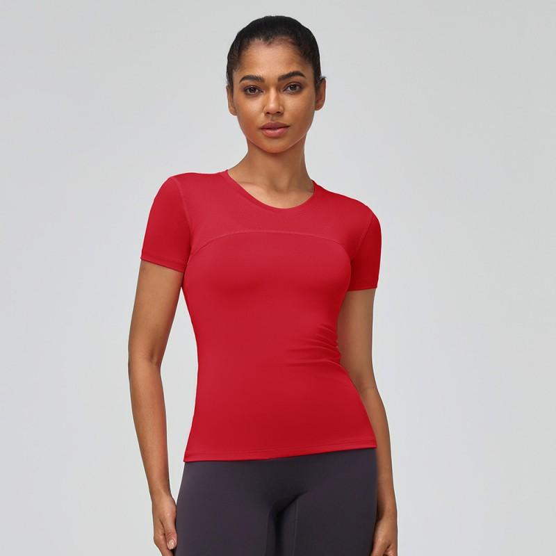 Womens Quick-Dry Workout T-Shirt With Mesh Panels Stretch Fitness Top Running Yoga Gym
