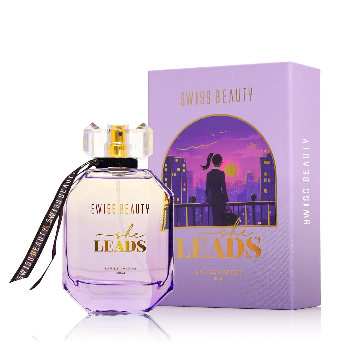 Swiss Beauty She Leads EDP | Стойкий | Идеально для подарка | На каждый день | Верхняя нота: Элеми | Средняя нота: Фиолетовый цветок | Базовая нота: Мускус | 100 мл 100 ML