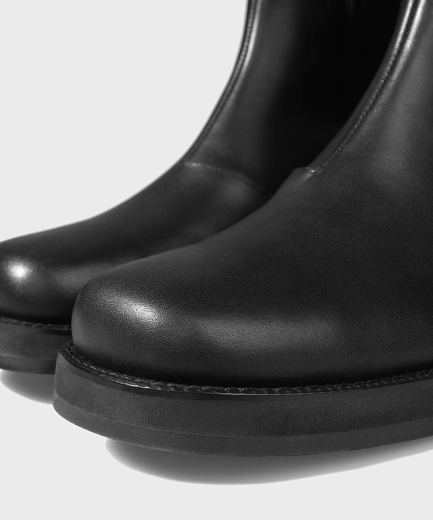 Firenze Atelier [Vibram] Minimal Line Pull-Up Leather Chelsea Boots 9900 [Shine Black]