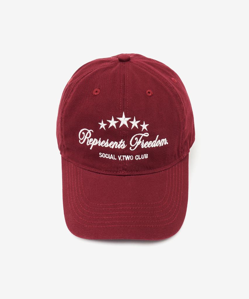 VTWO Star Basic Washed Cotton Ball Cap (Burgundy)