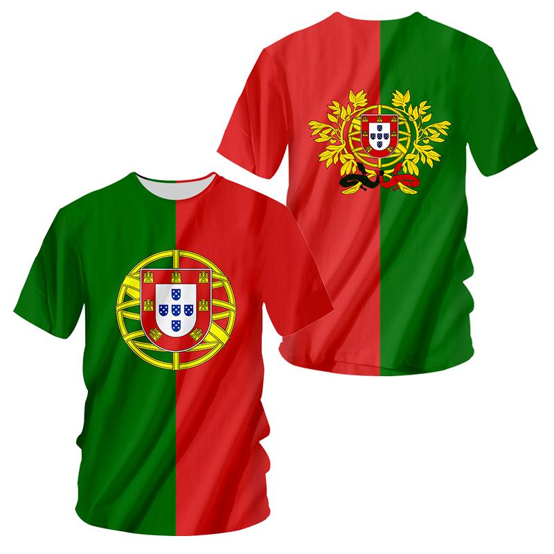 Portugalia męskie t-shirty letnie z krótkim rękawem O-neck modny top godło narodowe drukuj Harajuku ponadgabarytowe neutralne ubrania Camisa