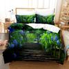 Beauty Tree Road Bettbezug-Set Landschaft Bettwäsche-Set Doppelgröße Queen-Size King-Size, Baumstraße Himmel Bett-Set Aldult Teen Schlafzimmerdeko