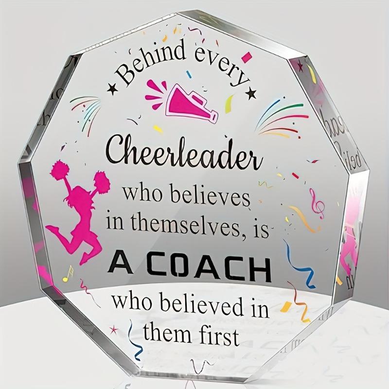 

2D Flat Retro Cheerleading Trophy-Like Acrylic Desktop Decoration Plaque Home Decor Plaque Hanging Wall Art Decorative Garden Decoration for Room Door 10*10cm