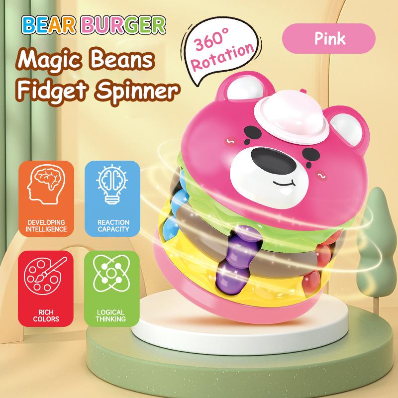 

Медведь Бургер Трансформируемые Волшебные Бобы Спиннер Игрушка-Непоседа - Вращающиеся Бусины Развивающая Игрушка Для Детей розовый