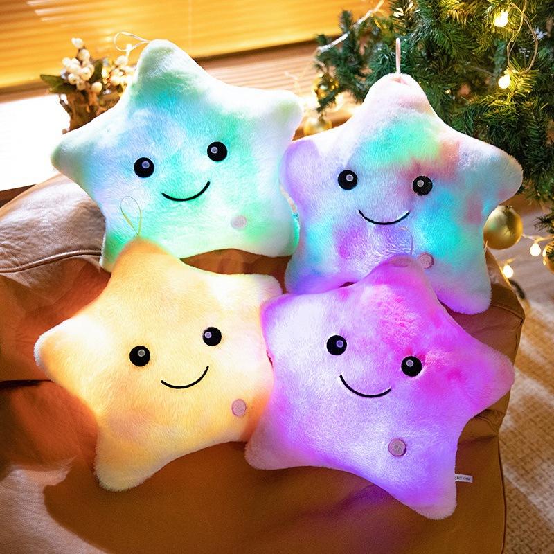 Cartoon Tie-dye Rabbit Hair Glowing Five-pointed Star Pillow Star Plush Toy Girl Doll Gift