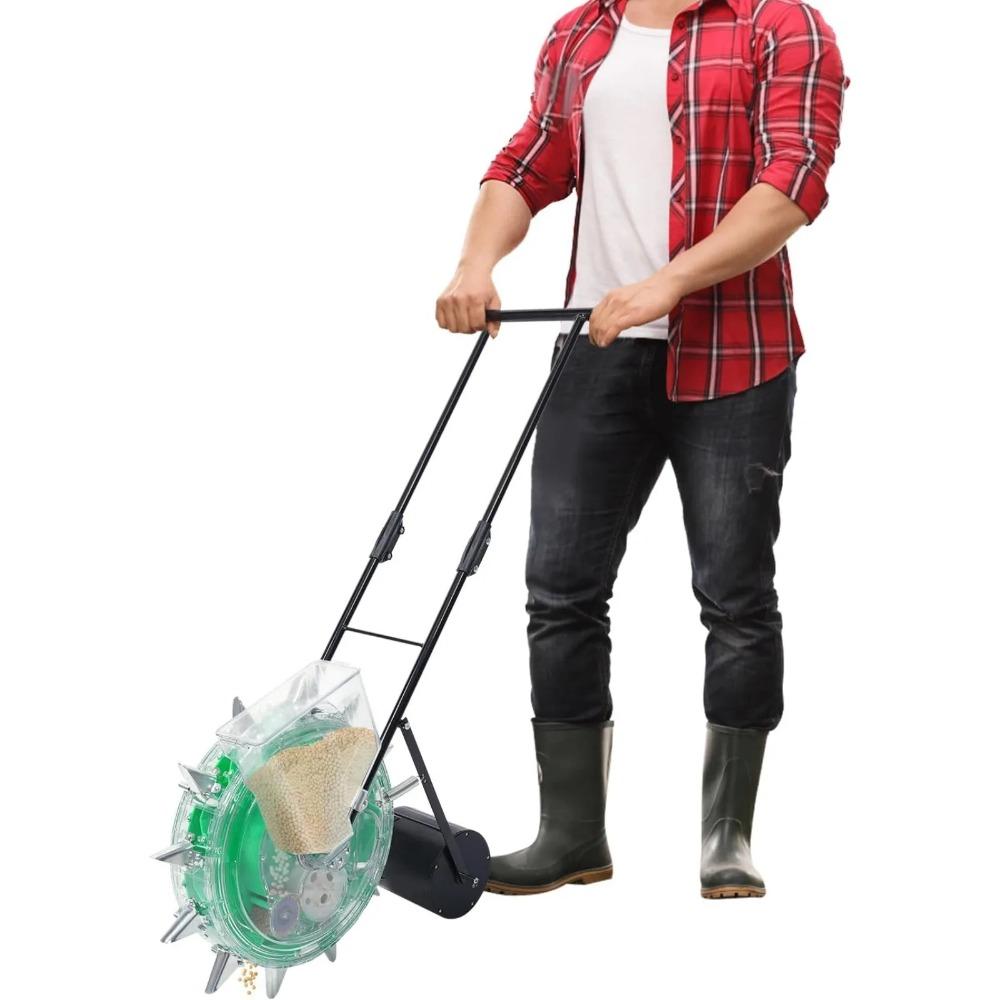 Hand-Pushed Seeder, 12-Hole Corn Planter, Portable Roller Seeder, 5-Inch Spacing Precision Seeder and Fertilizer