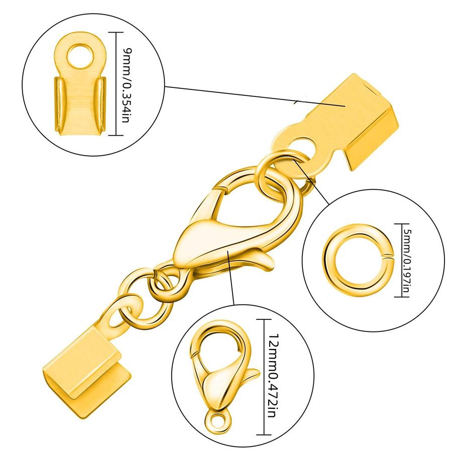 110 Stück/Set Legierung Karabinerhaken Biegeringe Lederclipspitze Falz Crimpverbinder Für Armband Halskette DIY Schmuckherstellungszubehör