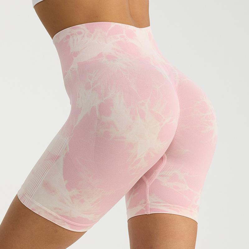 Strictly selected European and American new fitness pants, high waist three-point shorts, hip lift sports tie-dye yoga pants wholesale