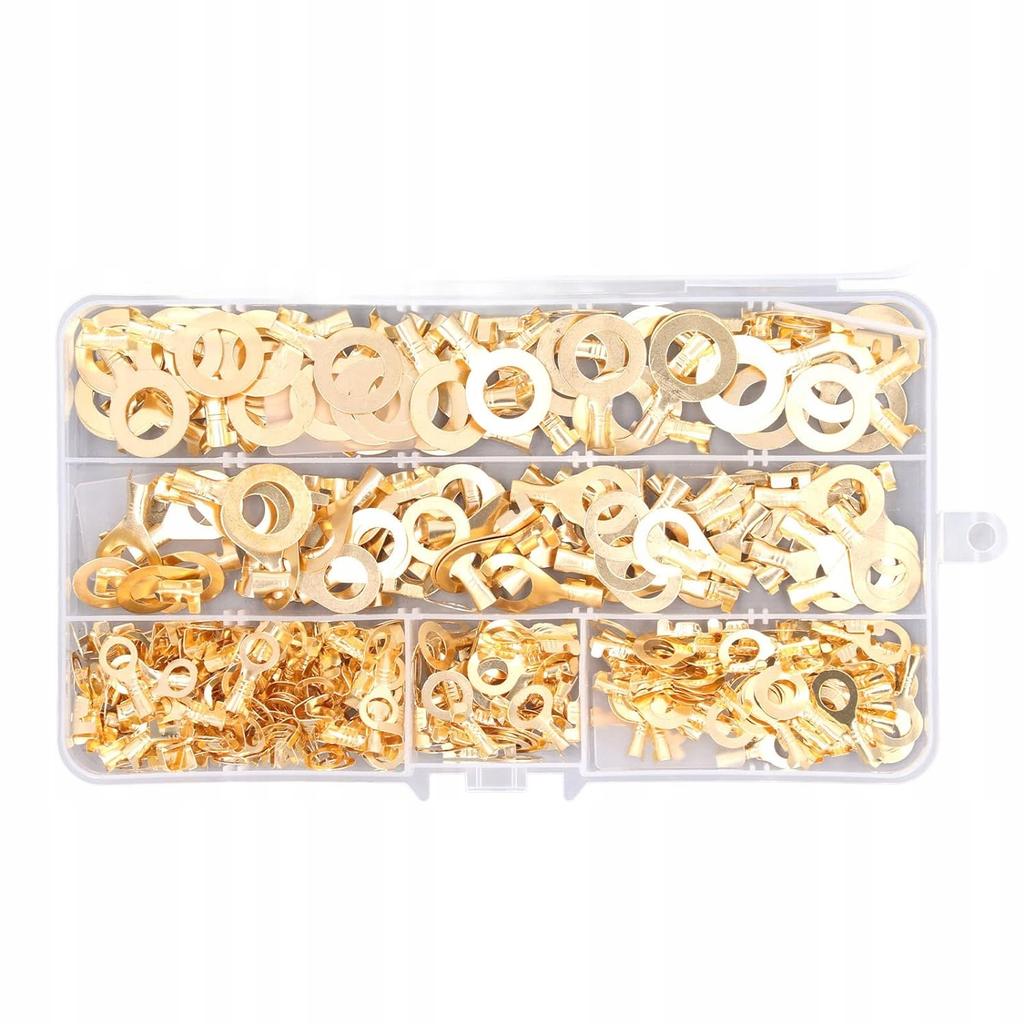 Rosfix Zestaw Konektorów Oczkowych M6-M10 – 300 Sztuk w Etui | Mosiężne Złącza | Wysoka Przewodność Elektryczna