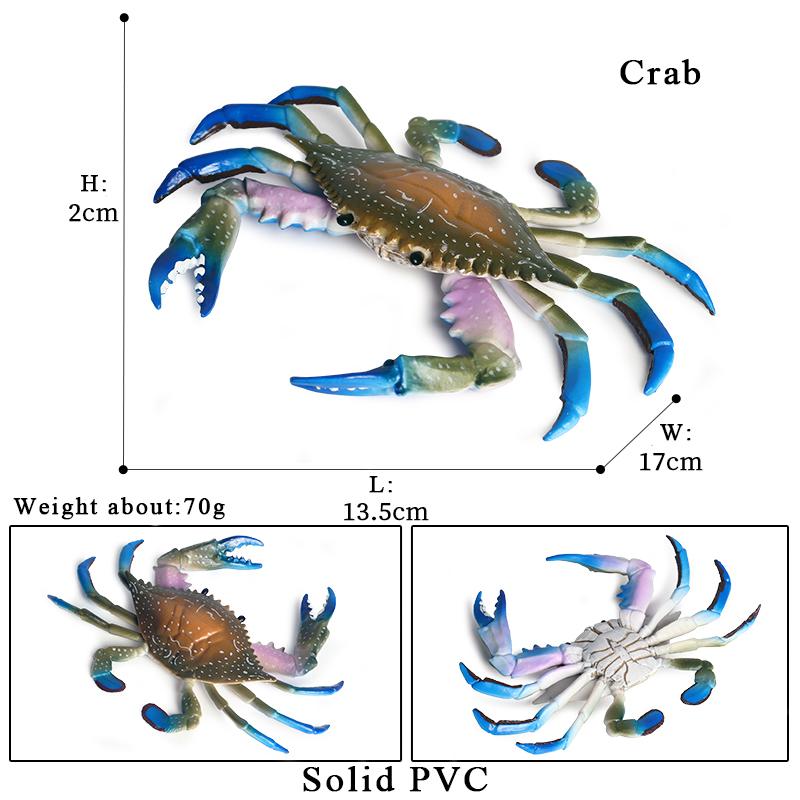 Oenux Simulation Ocean Sea Life Animals Model Lovely Crab Action Figures Toy Cake Toppers Collection Jouet Kids Education Gift