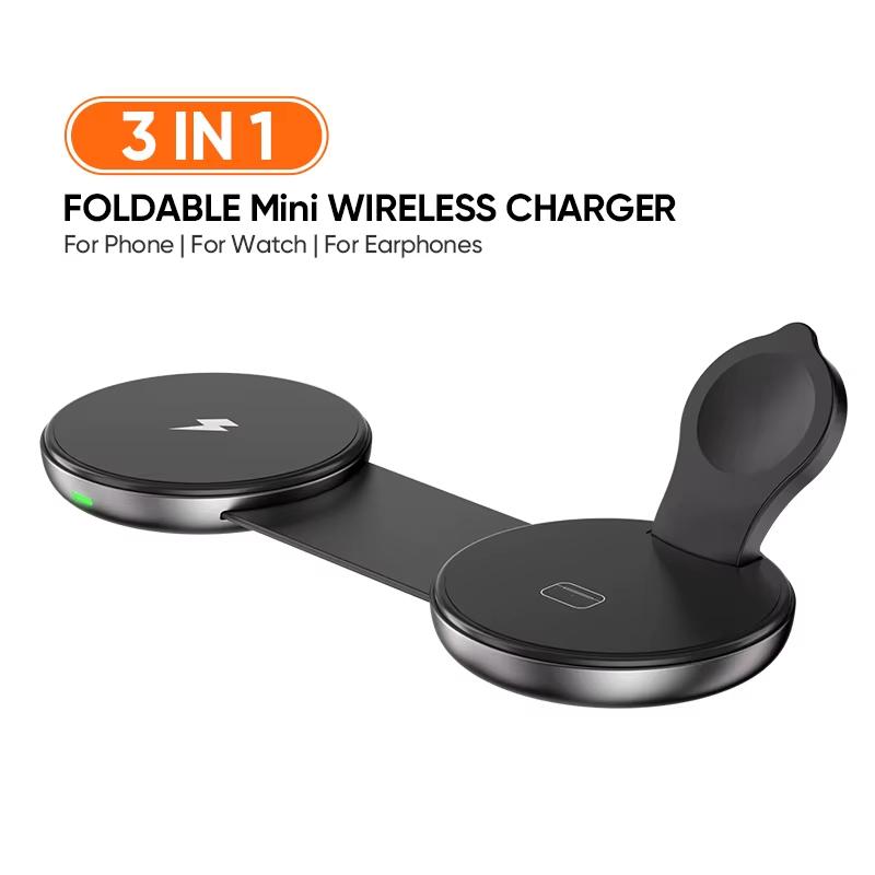 3 in 1 Super Mini Folding Wireless Charger Travel Charger for IPhone 12-16, for Watch S2-S10,Ultra,SE1-3, for Airpods Pro 1/2