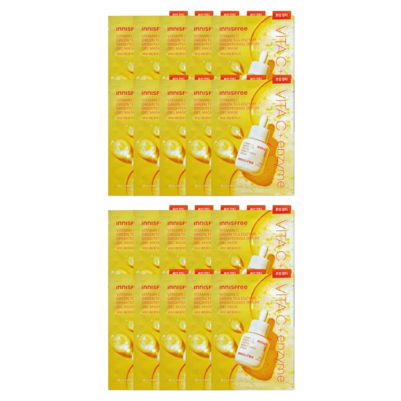 Innisfree Vitamin C Serum Gel Mask 25ml × 10Sheets | Brightening & Dark Spot Care Sheet Mask Set