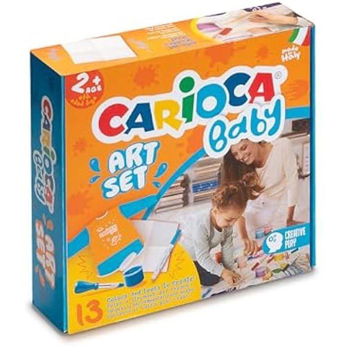 Boîte de jeu - carioca - baby art set - 12 produits - tablier imperméable - peinture au doigt