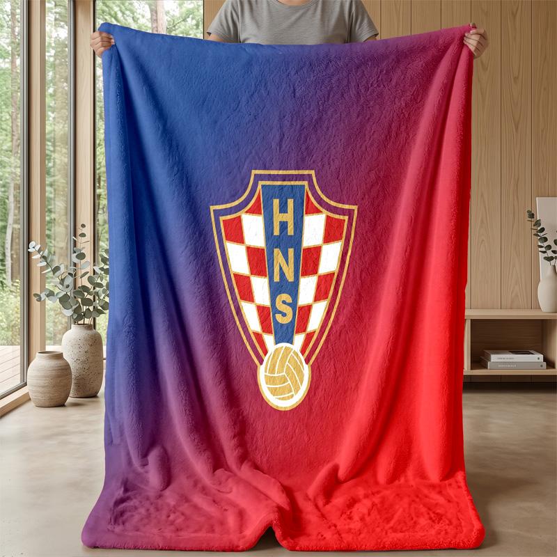 Kroatien Fußball Aufdruck Flanelldecke Hautfreundlich Warm Dekorativer Überwurf für Innen Couch Bett Tägliche Nutzung