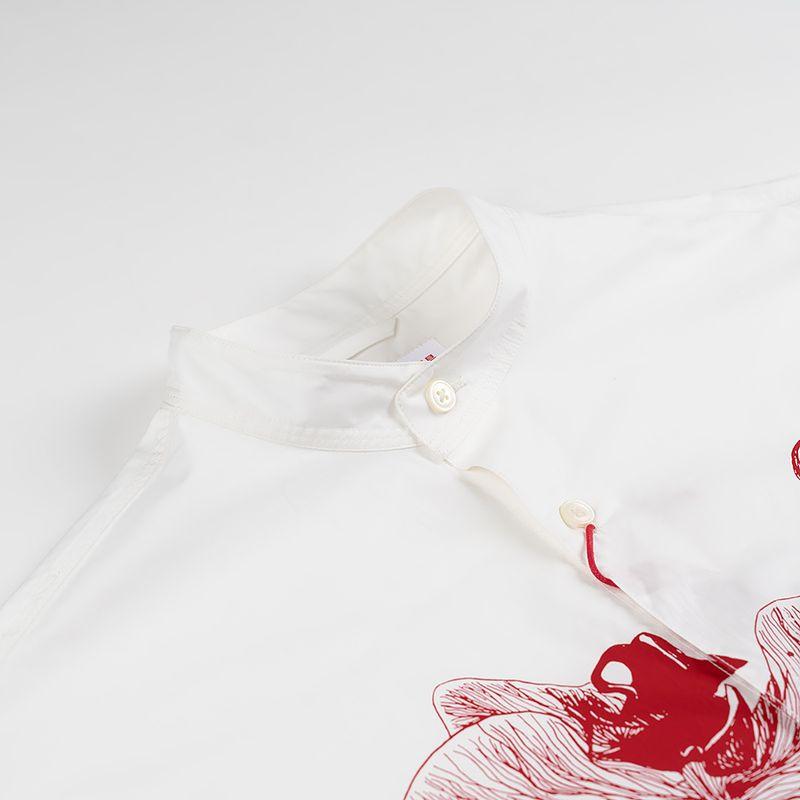 Kaslead New Arrival Women's Fashion Style Versatile Simple Retro Fireworks Long Sleeves round Neck Shirt