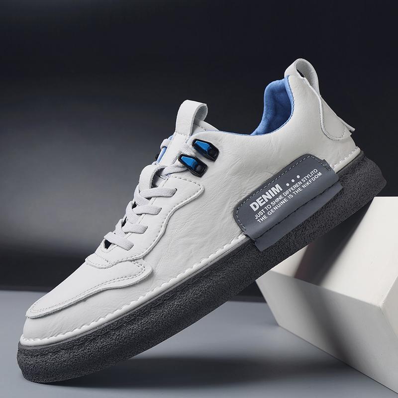 Herren-Sneakers 2022 Neueste Herren Leichte Flats Lässige Weiße Schuhe für Herren Atmungsaktive Herrenschuhe Leder Mode Skate Schuhe Herren