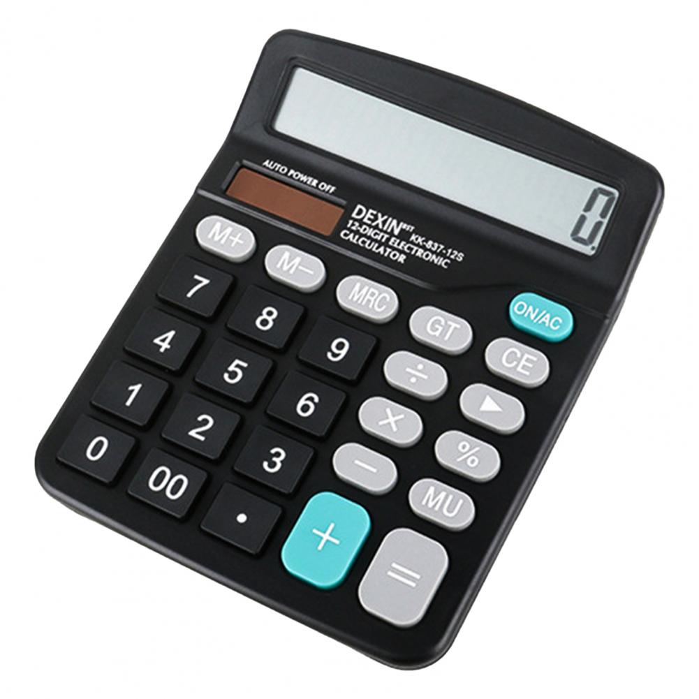 Business Calculator Comfortable Buttons Power Supply Solar Calculator 12 Digits Solar Battery Basic Office Calculator