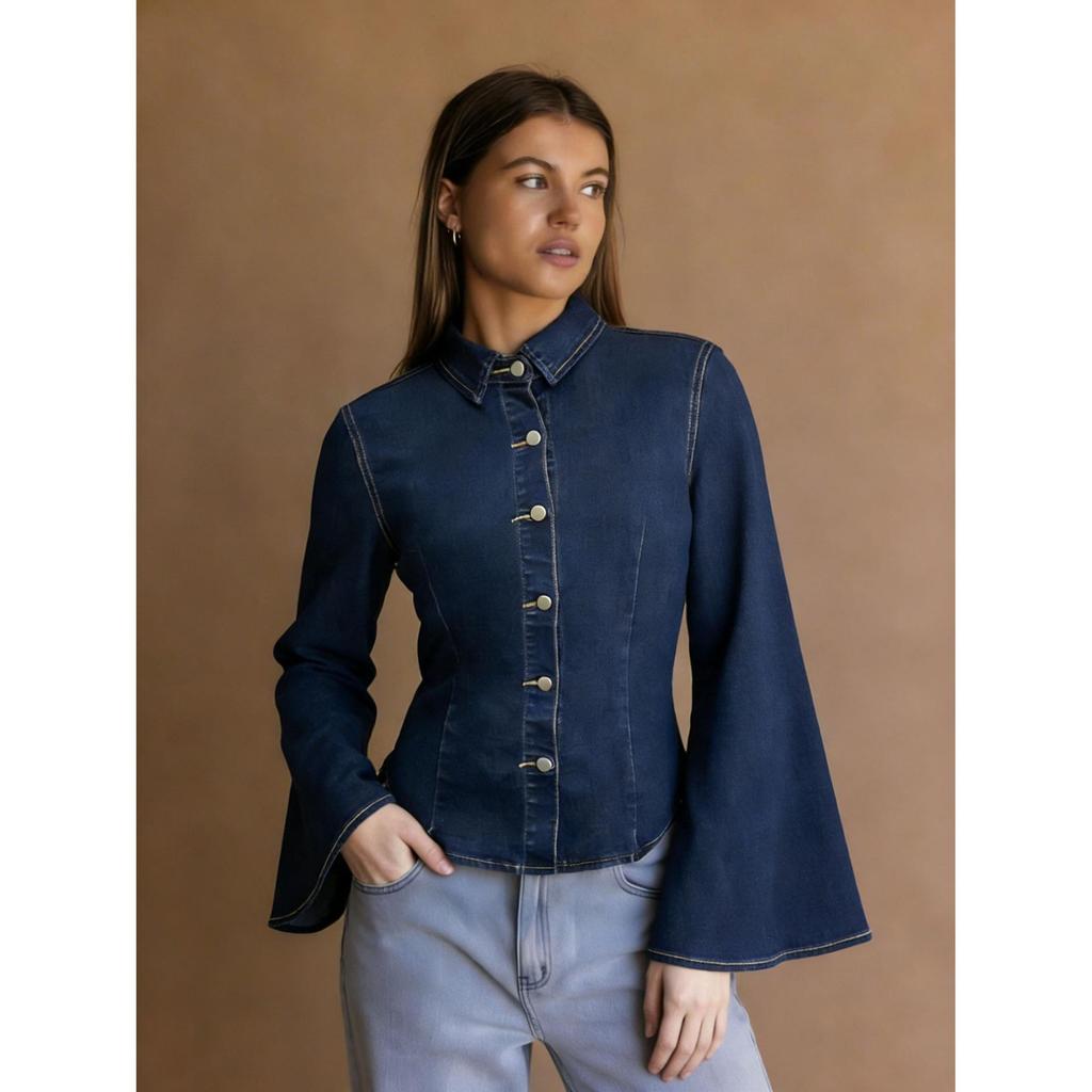 Women's European Fit Stretch Denim Jacket - Spring/Summer Bestseller in Blue