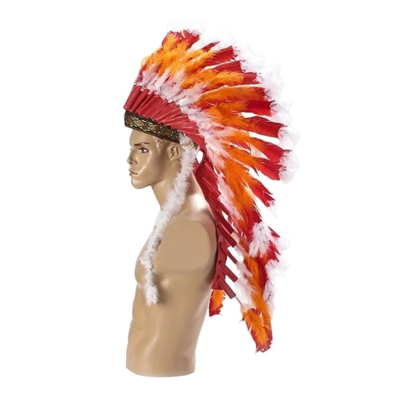 Authentic Local American Feather Headdress For Cultural Festivals Costume Parties And Stage Performances Lightweight Design Nature Friendly Materials