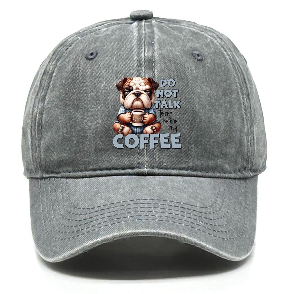 Dog Coffee Print Snapback Baseball Hat, Animal Sports Hat Sun Visor Trendy Curved Brim Cozy Adjustable Sun Hat