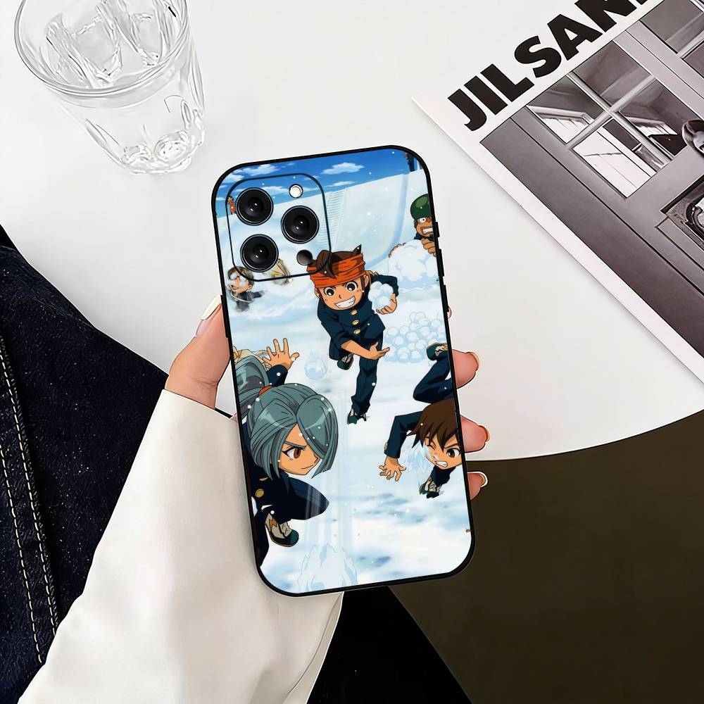 Inazuma Anime E-Eleven Handyhülle Für iPhone 17,16,15,14,13,12,11 Plus,Pro Max,XS,Weiche Silikon Schwarze Hülle