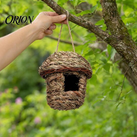 Weather-resistant Birdhouse Grass Woven Bird House, Outdoor Rustic Birdhouse, Hanging Hummingbird Hut, Natural Seagrass Garden Roosting Pocket