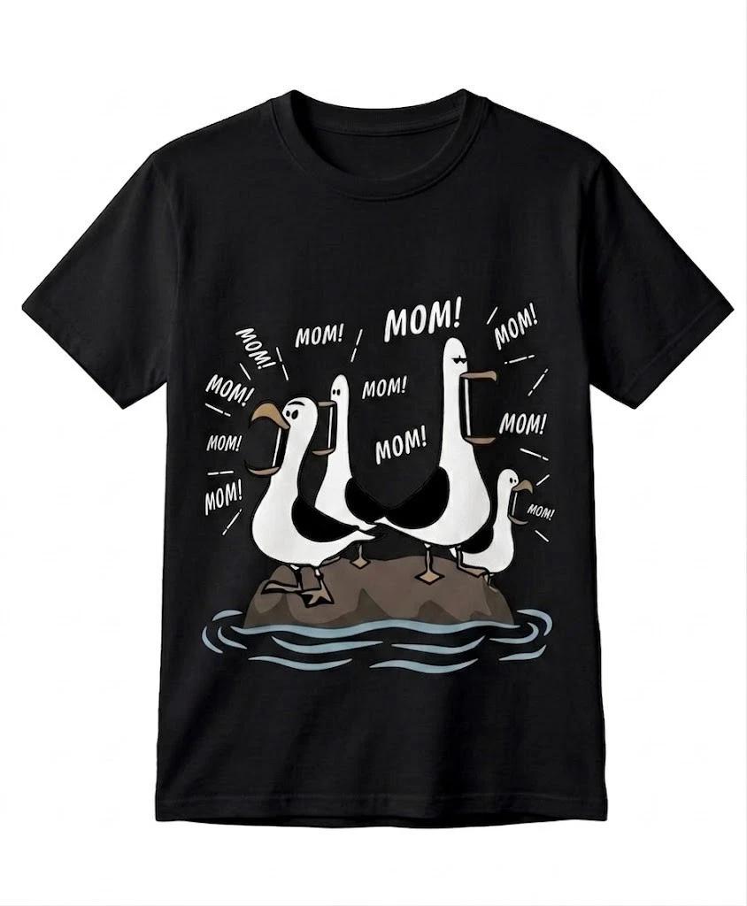 Funny Seagull  MOM!  T-Shirt - Cute Bird Lover Gift - Unisex Graphic Tee - Soft XXXXL