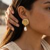 Vintage Scallop Drop Earrings for Women Baroque Inspired Lustrous Dangle Colorful Striped Statement Resort Evening Jewelry