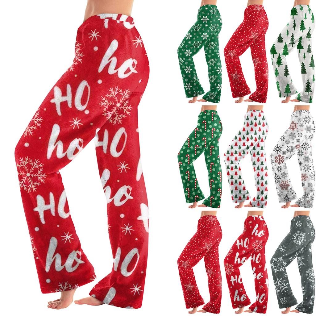 Women  Winter Plaid Pants Full Length Long Trousers Sports Pants